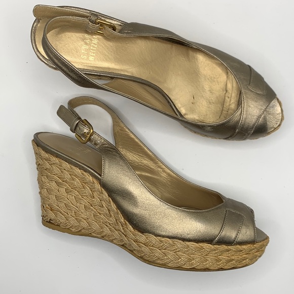 Stuart Weitzman Women’s Espadrille Slingback Wedge Sandals size 7.5 - Picture 1 of 9
